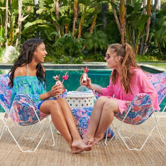 New Pottery Barn PB Teen Orange Pink 60s 70s Inspired Butterfly Chair Slipcover - Picture 3 of 3